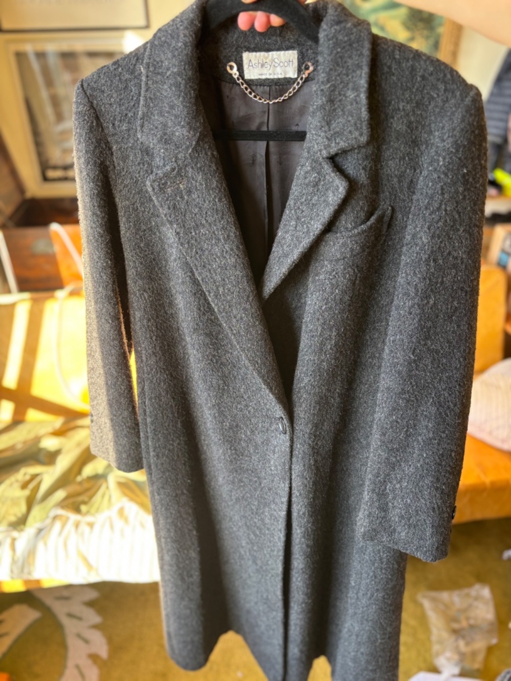 100% Wool Vintage Charcoal Long Coat